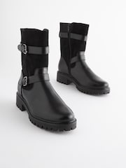 Black Regular/Wide Fit Forever Comfort® Buckle Biker Boots - Image 1 of 7