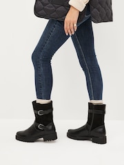 Black Regular/Wide Fit Forever Comfort® Buckle Biker Boots - Image 2 of 7