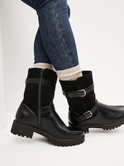 Black Regular/Wide Fit Forever Comfort® Buckle Biker Boots - Image 3 of 7