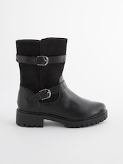 Black Regular/Wide Fit Forever Comfort® Buckle Biker Boots - Image 4 of 7