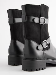 Black Regular/Wide Fit Forever Comfort® Buckle Biker Boots - Image 5 of 7