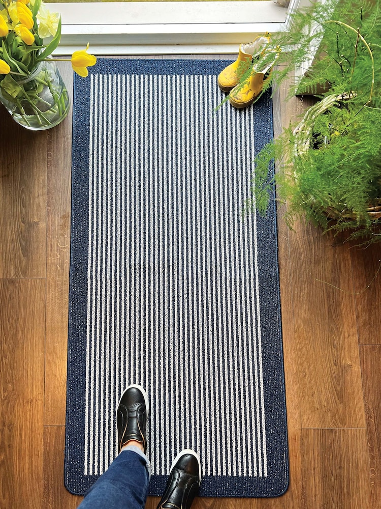 My Mat Blue Stain Resistant Stripe Runner - Image 2 of 6