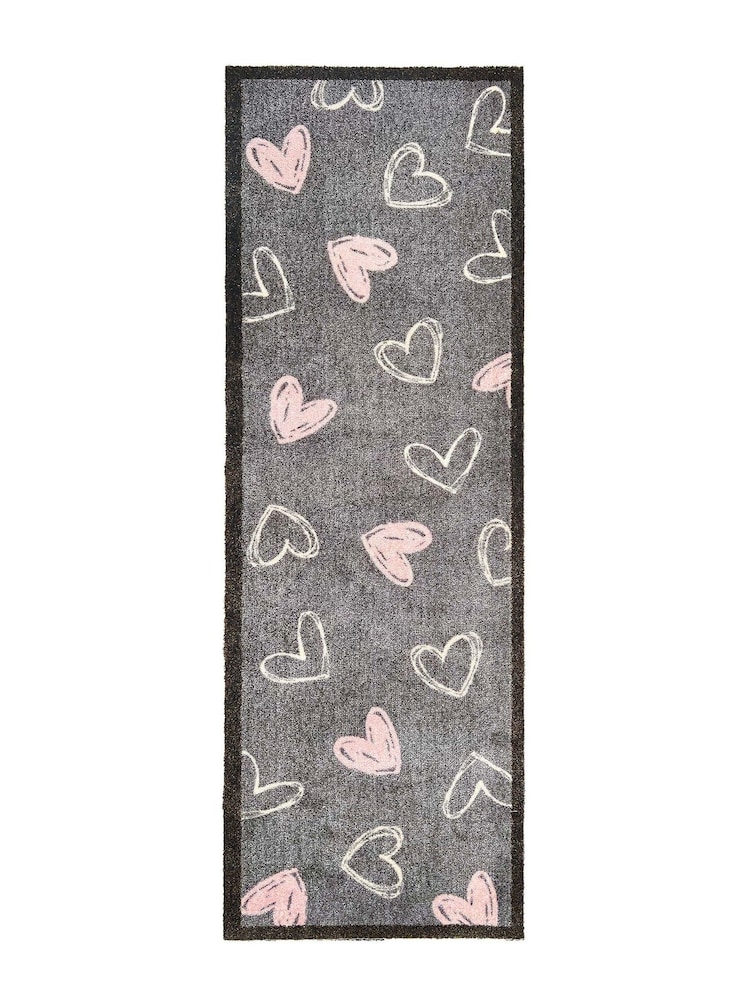 My Mat Grey Welcome Hearts Runner - Image 1 of 2
