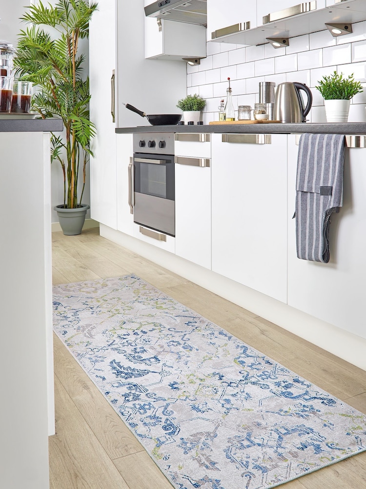Origins Blue Easy Care Washable Florence Runner - Image 1 of 3