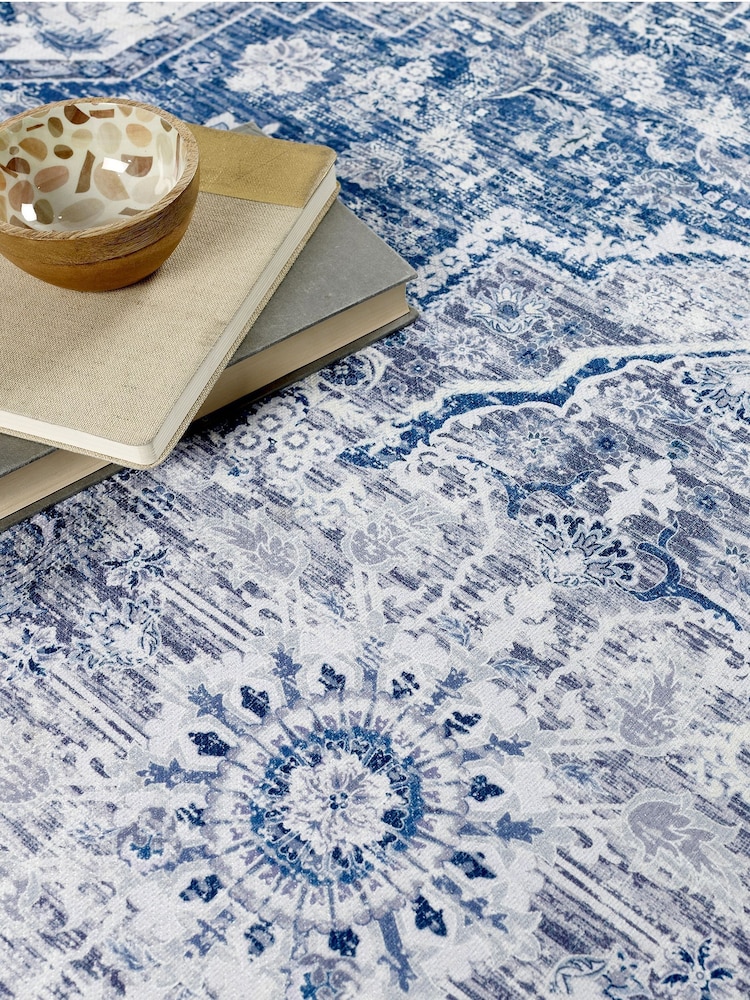 Origins Blue Easy Care Washable Garda Rug - Image 2 of 4