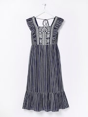 FatFace Blue Izzi Stripe Embroidered Dress - Image 5 of 5