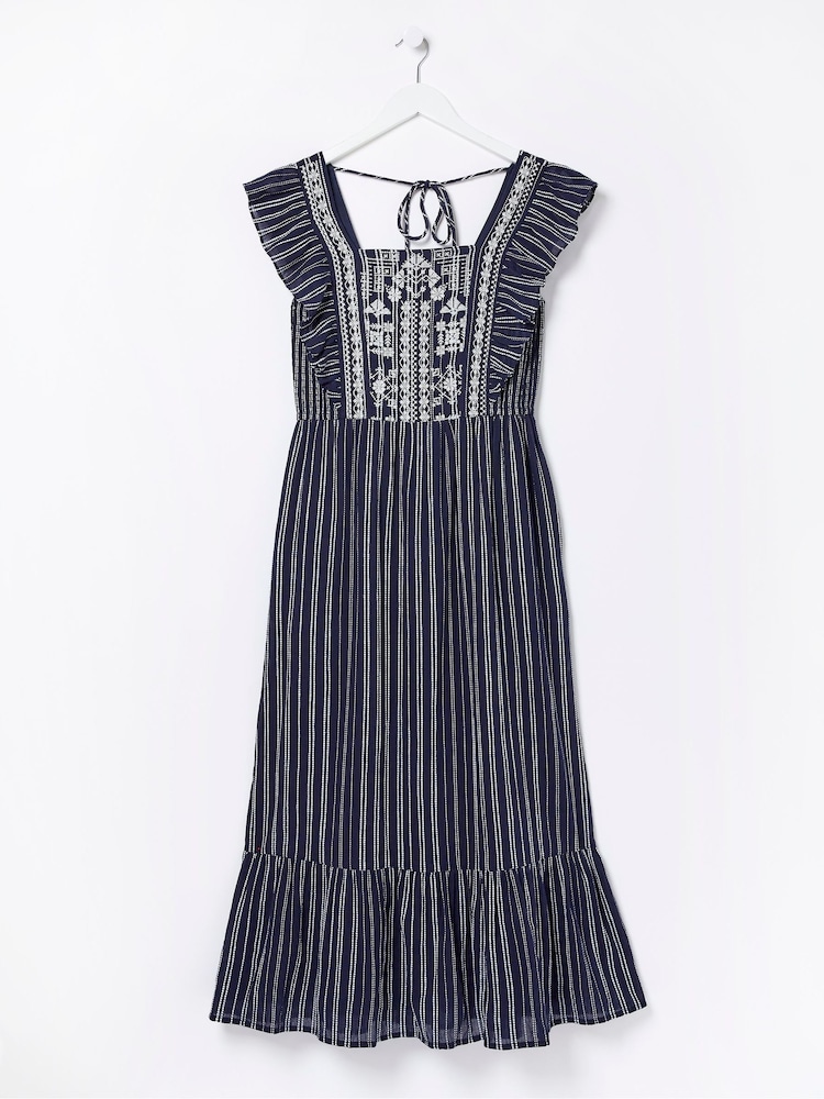 FatFace Blue Izzi Stripe Embroidered Dress - Image 5 of 5
