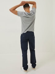 FatFace Blue Straight Cotton Linen Trousers - Image 2 of 4