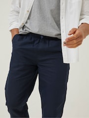 FatFace Blue Straight Cotton Linen Trousers - Image 3 of 4