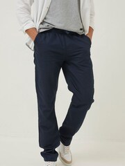 FatFace Blue Straight Cotton Linen Trousers - Image 1 of 4