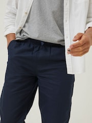 FatFace Blue Straight Cotton Linen Trousers - Image 3 of 4