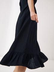 FatFace Adele Black Midi Dress With Linen - Image 4 of 6