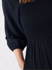 FatFace Adele Black Midi Dress With Linen - Image 5 of 6