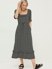 FatFace Black Spot Nikki Jersey Midi Dress - Image 1 of 6