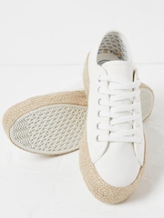 FatFace White Lemon Embroidered Francesca Platform Trainers - Image 2 of 5