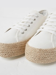 FatFace White Lemon Embroidered Francesca Platform Trainers - Image 4 of 5