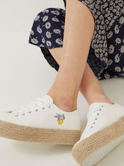 FatFace White Lemon Embroidered Francesca Platform Trainers - Image 5 of 5