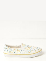 FatFace White Willow Lemons Slip-On Trainers - Image 1 of 4