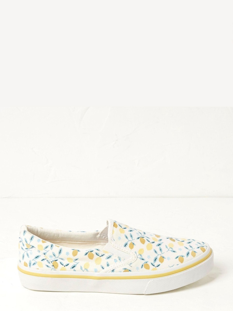 FatFace White Willow Lemons Slip-On Trainers - Image 1 of 4