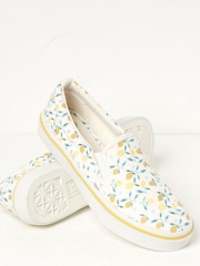 FatFace White Willow Lemons Slip-On Trainers - Image 2 of 4