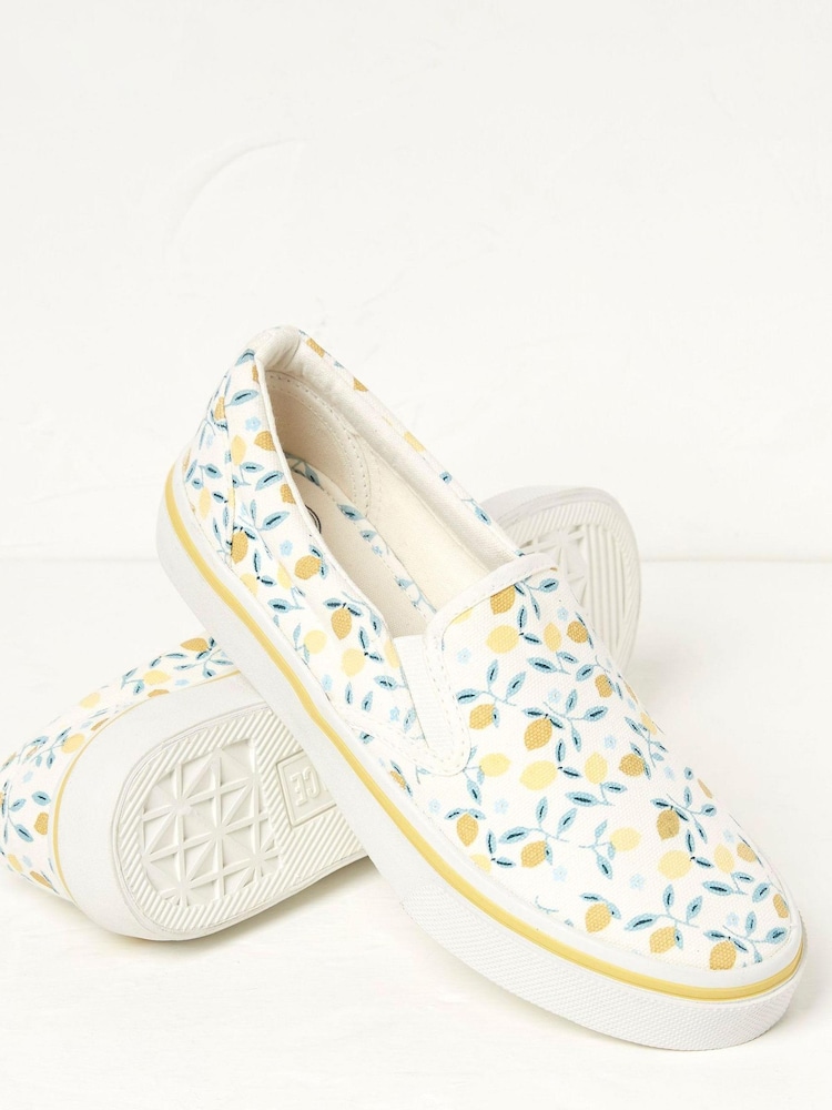 FatFace White Willow Lemons Slip-On Trainers - Image 2 of 4