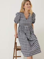 FatFace Blue Hannah Check Midi Dress - Image 3 of 6