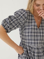 FatFace Blue Hannah Check Midi Dress - Image 5 of 6
