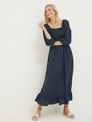 FatFace Navy Adele Midi Dress - Image 1 of 5