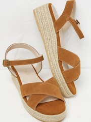 FatFace Brown Crossover Mini Wedge Sandals - Image 2 of 3