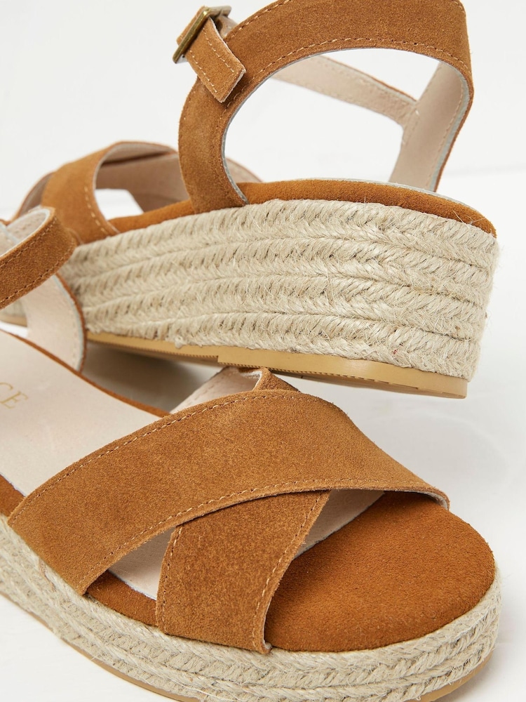 FatFace Brown Crossover Mini Wedge Sandals - Image 3 of 3