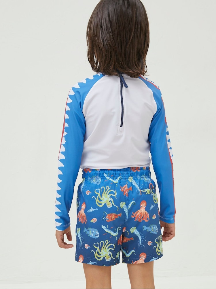 FatFace Blue Deep Sea Boardies Swim Shorts - Image 2 of 4