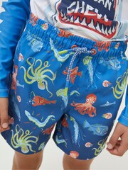 FatFace Blue Deep Sea Boardies Swim Shorts - Image 3 of 4