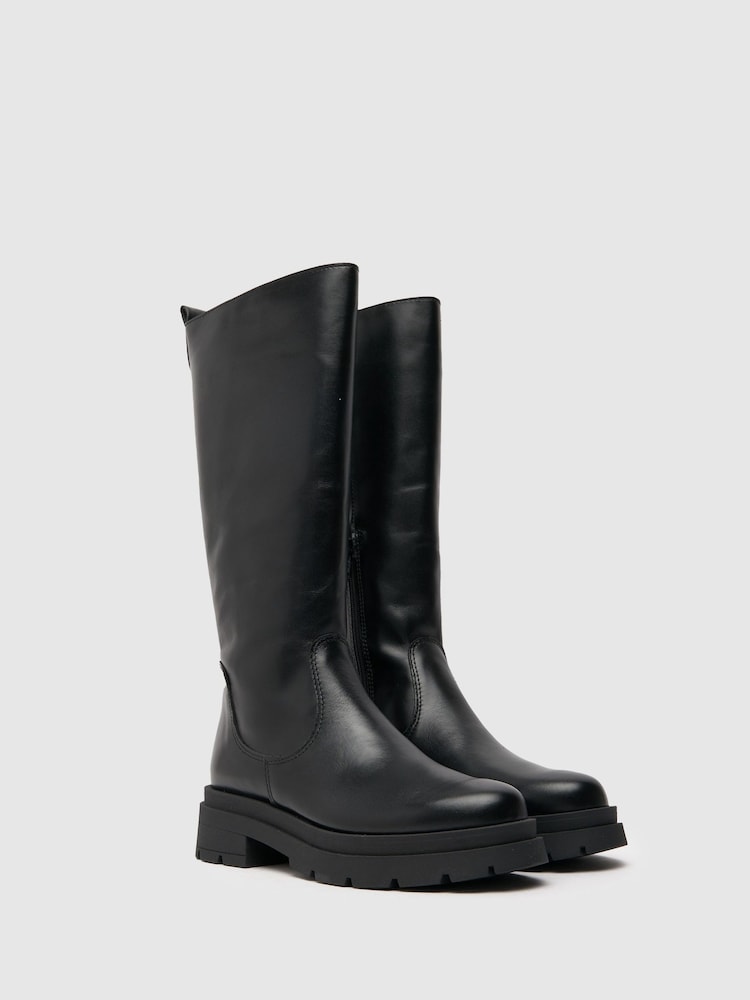 Schuh Black Drew Leather Knee Boots - Image 2 of 4