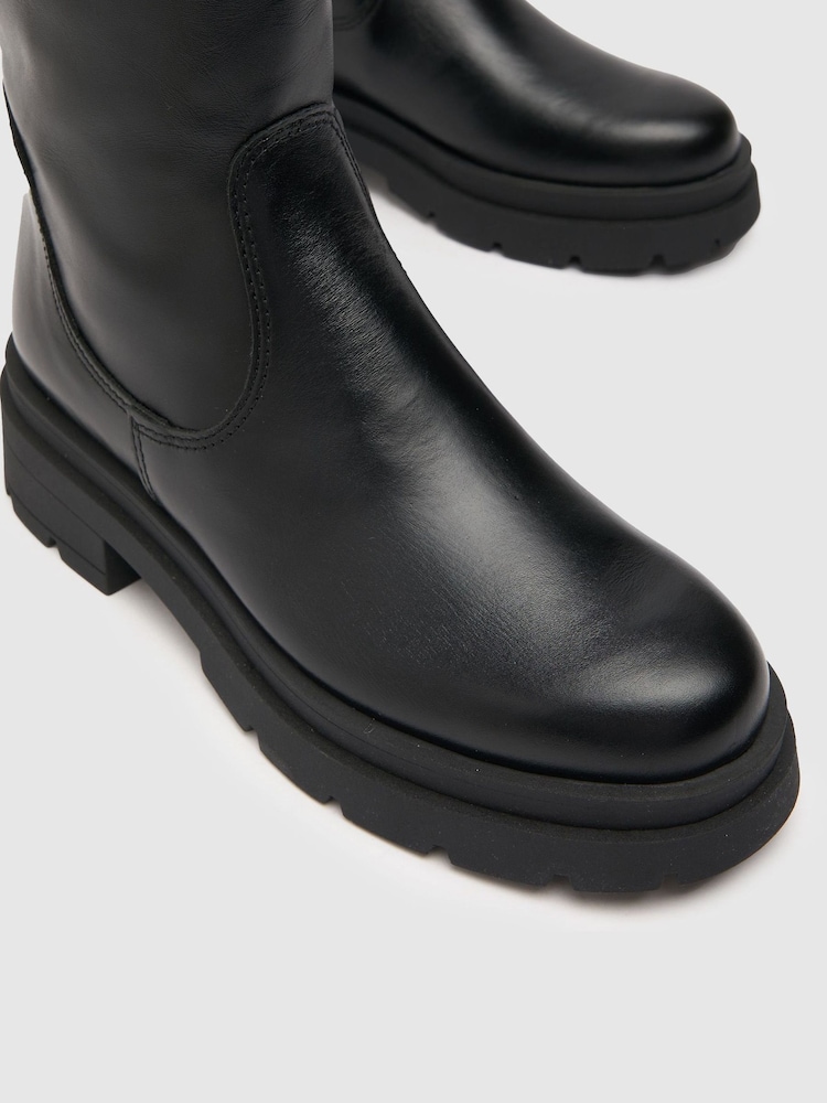 Schuh Black Drew Leather Knee Boots - Image 4 of 4
