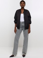River Island Black Casual Easy Bomber Jacket - Image 3 of 5