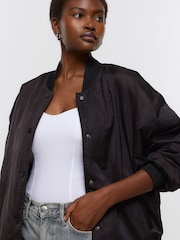 River Island Black Casual Easy Bomber Jacket - Image 4 of 5