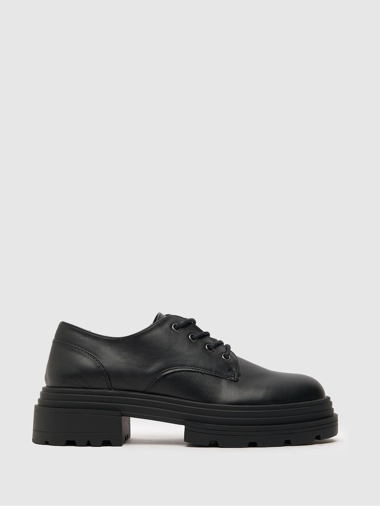 Schuh Landon Chunky Black Lace-Up Shoes - Image 1 of 4