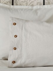 Morris & Co Silver Pure Linen Cotton Bed Housewife Pillowcase - Image 3 of 4