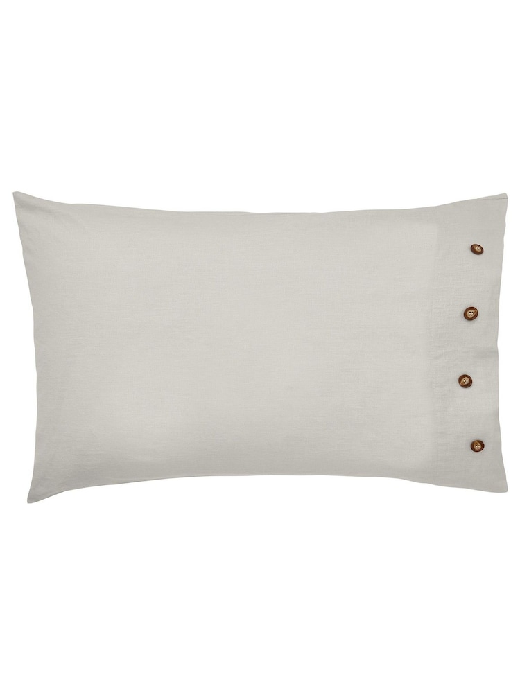 Morris & Co Silver Pure Linen Cotton Bed Housewife Pillowcase - Image 4 of 4