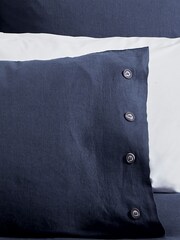 Morris & Co Blue Linen Cotton Bed Housewife Pillowcase - Image 3 of 4