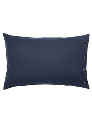Morris & Co Blue Linen Cotton Bed Housewife Pillowcase - Image 4 of 4