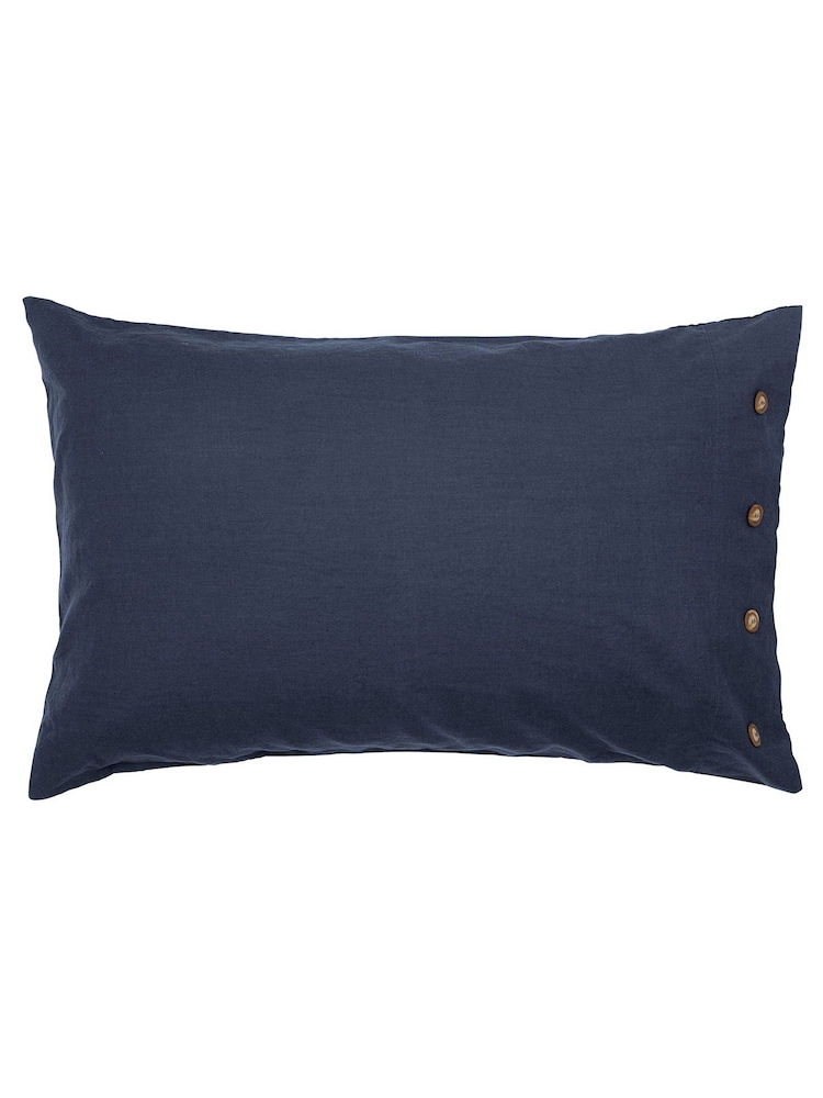 Morris & Co Blue Linen Cotton Bed Housewife Pillowcase - Image 4 of 4 Morris & Co Blue Linen Cotton Bed Housewife Pillowcase - Image 4 of 4