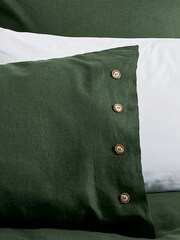Morris & Co Green Linen Cotton Bed Housewife Pillowcase - Image 3 of 4