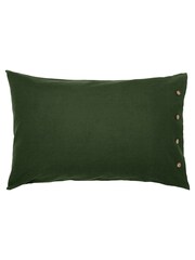 Morris & Co Green Linen Cotton Bed Housewife Pillowcase - Image 4 of 4