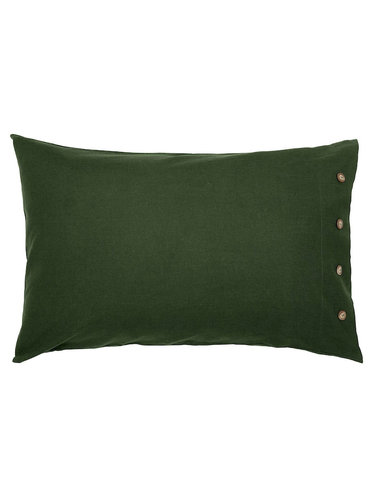 Morris & Co Green Linen Cotton Bed Housewife Pillowcase - Image 4 of 4 Morris & Co Green Linen Cotton Bed Housewife Pillowcase - Image 4 of 4