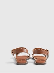 River Island Brown Leather Buckle Detail Flat Sandals - Image 3 of 5