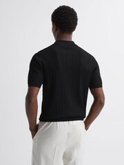 Reiss Black Ubud Half-Zip Textured Polo T-Shirt - Image 5 of 5