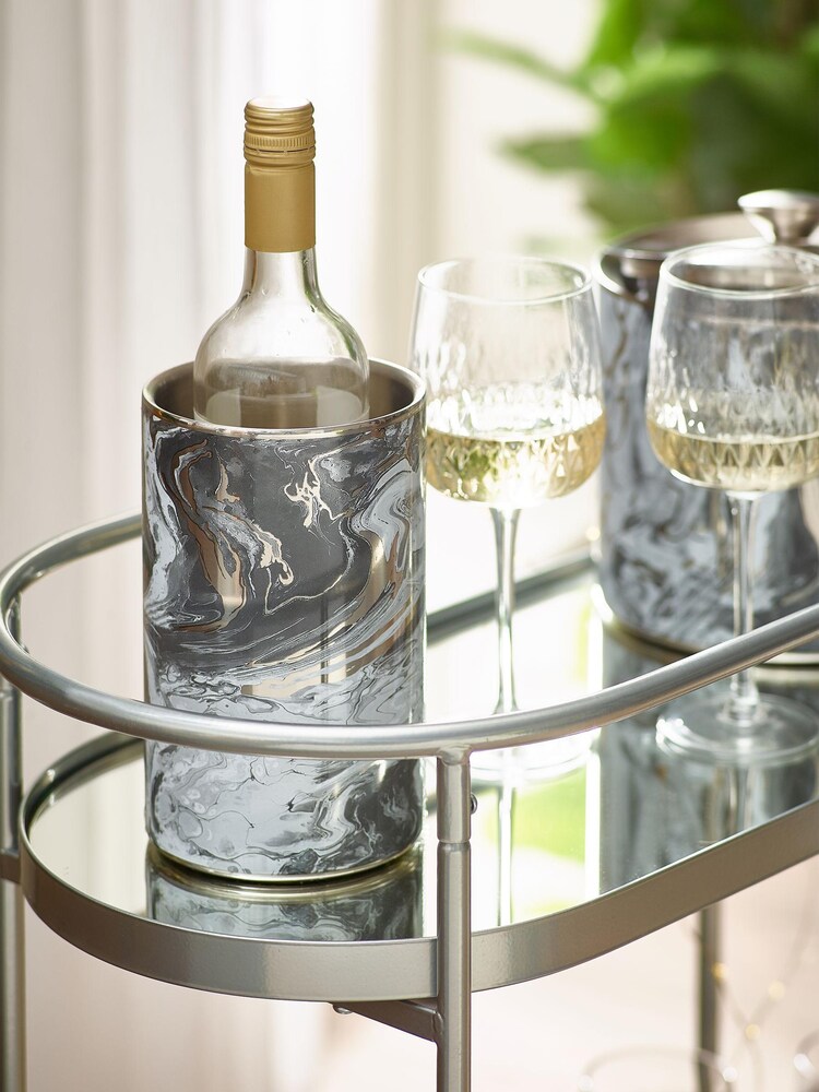 Silver Marble Print Wine Cooler - Image 1 of 4 Silver Marble Print Wine Cooler - Image 1 of 4