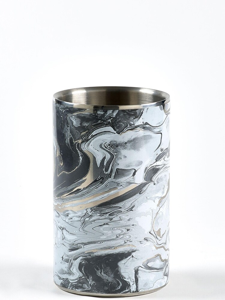 Silver Marble Print Wine Cooler - Image 4 of 4 Silver Marble Print Wine Cooler - Image 4 of 4
