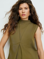 River Island Green Sleeveess High Neck Side Tab Top - Image 4 of 4